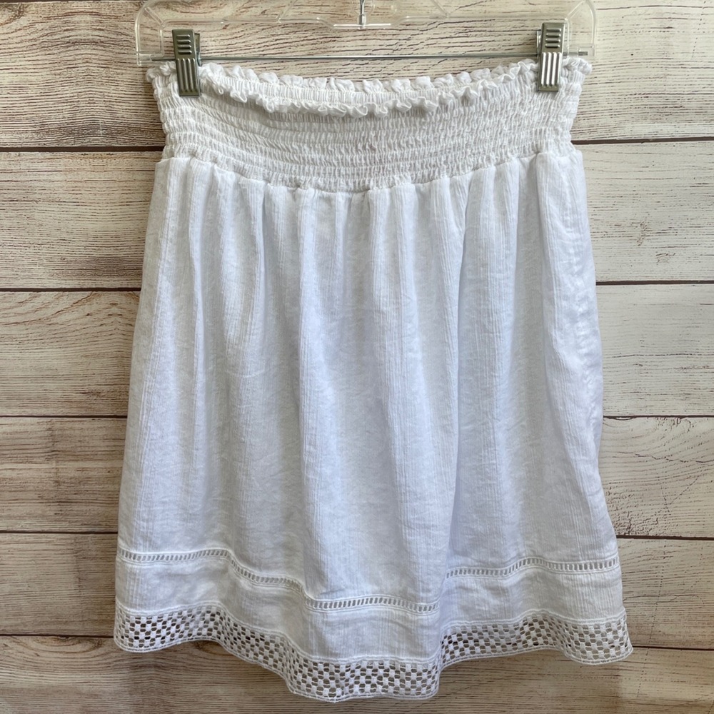FADED GLORY COTTAGECORE‎ SKIRT IN WHITE WITH LACE DETAIL